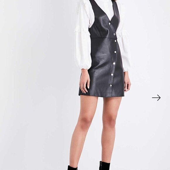 Maje Rajani V-Neck Leather Dress (size 3) - Picture 1 of 9